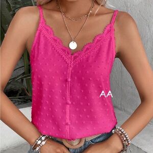 Classic Elegant Sheer Mesh Lace V Neck Cami Tank Top Blouse Shirt